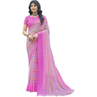 Satrani Womens Knit Pure Chiffon Saree (2618S2072N_Pink)