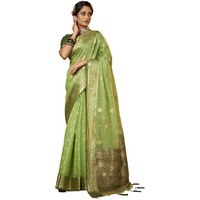 Satrani Womens Banarasi Silk Blend Saree (2786S105N_Pista Green)