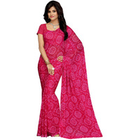 RANI SAAHIBA Bandhej Printed Chiffon Saree Without Blouse(Magenta_SKR1960)