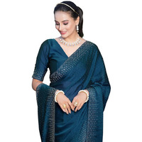 Satrani Womens Pure Georgette Saree (3186S141N_Dark Blue)