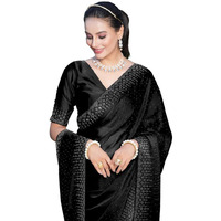 Satrani Womens Pure Georgette Saree (3186S136N_Black)