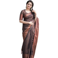 SGF11 Womens Kanjivaram Soft Silk Saree With Blouse Piece (Dark Brown)