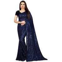 PristiveFashionHub Womens Sequence Silk Saree with Blouse Piece (Sequence-18-Saree_Blue)