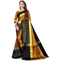 GRECIILOOKS Womens Cotton Silk Ready Pleated Saree Saree For Women (Brown)