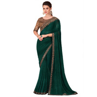 AKHILAM Womens Georgette Embellished Designer Saree With Blouse Piece (Teal blue_SNDLWOD1102_TFH)