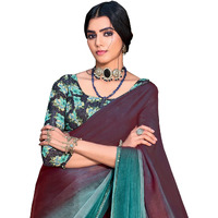 AKHILAM Womens Solid Chiffon Embellished Saree With Unstitched Blouse Piece (Rust_ARUNA14)