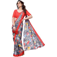 Satrani Womens Pure Georgette Saree (3201S2298NA_Grey & Multi2)