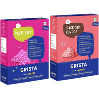 CRISTA Pink Salt and Black Salt Powder Combo Pack | Pink Salt Powder x 1, 500 gms | Black Salt Powder x 1, 500 gms | Pack of 2 | Zero added Colours, Fillers, Additives & Preservatives