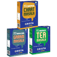 CRISTA Desi Multipurpose Seasonings Combo Pack - 2 | Chaat Masala x 1, 100 gms | Garam Masala x 1, 100 gms | Tea Masala x 1, 100 gms | Pack of 3 | No added Colours, Fillers, Additives & Preservatives