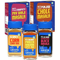 CRISTA Flavours of India-Gourmet Spice Combo | Pav Bhaji Masala x 1, 100 gms | Chole Masala x 1, 100 gms | Maharashtrian Masala x 1, 50 gms | Makhani Gravy Mix x 1, 50 gms | Corn Curry Mix x 1, 45gms