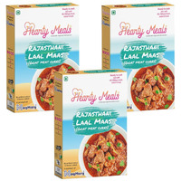 Hearty Meals Rajasthani Laal Maas/ Red Mutton Cooking Mix, Pack of 3 (75g each) | Instant Gravy Masala Mix Rajasthani Style | Ready in 20 - 25 min | Serves 15-18 | No Preservatives | Ready To Cook Indian Masala Spice