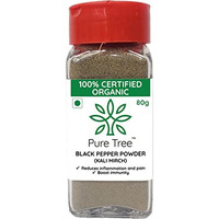 Pure Tree Certified Organic Black Pepper Powder | 80 g | Glass Jar | Kali Mirch Powder | Black Peppercorn Kaali Mirch | Aromatic Black Pepper Seeds Powder | Miriyalu Powder Spices