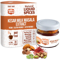 Spice Drop Kesar Milk Masala Extract | Authentic Kashmiri Kesar, Almonds, Cardamom, Pistachio & Nutmeg | Latte, Beverages, Indian Sweets , Desserts| Rich Flavor & Aroma | No Added Color Non-GMO | 20ML