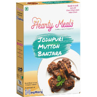 Hearty Meals Jodhpuri Mutton Banjara ghosht/Gosht Cooking Mix, 70g | Jodhpuri Style Rogan Josh Red Mutton Instant Gravy Meat Masala Premix | Ready in 20 - 25 min | Serves 5-6 | No Preservatives | Ready To Cook Indian Premix Masala Spice