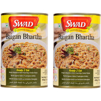 Swad Ready to Eat Baigan Bhartha Instant Mix Vegetarian Heat & Eat with No Added Preservative - 450 Grams (Pack of 2)