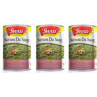 Swad Delicious Sarson Da Saag/Ready to Eat Instant Mix Vegetarian Sarson Ka Saag with No Added Preservative and Colours - 450 Gm (Pack of 3)