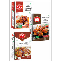 SS Masalas Chicken Tikka Tandoori Masala, Arabic AlFaham Masala and BBQ Masala Powder. 100g each combo pack