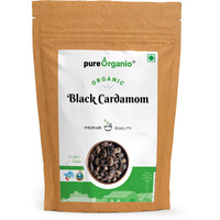 Pure Organio Organic Badi Elaichi - Black Cardamom Whole - Ideal for Cooking and Baking, Aromatic Indian Spice (100 Gm)