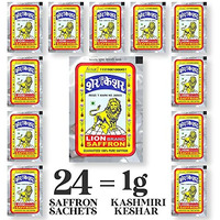 LION BRAND SAFFRON, Single Use Saffron Sachets/Packets With Pure Kashmiri Saffron/Keshar/Kesar For Bhai Dooj, Tilak, Kesar Tikka And Puja (24 Sachets = 1Gm)