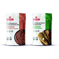 Tanawades Smart Food Paratha Combo, Instant Lal Math Paratha, Methi Paratha Mix, Ready to Cook, Home Food with Hand Picked Flavours, Pack of 2 (one of Each)