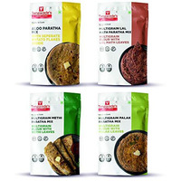 Tanawades Smart Food Paratha Combo,(Buy 3 Get 1 Free) Instant Aloo Paratha, Methi Paratha, Lal Math Paratha, Palak Paratha Mix, Ready to Cook, Home food & Flavours, Pack of 4 (one of each)