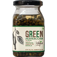 Ishka Farms Organic Green Peppercorns in Brine - 184g, Great in Stews, Sauces, Dips and Marinades (Hara Mirch) Directly Sourced from Farms