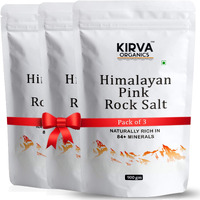 Kirva Organics Pink Himalayan Rock Salt, Pink Salt Himalayan For Cooking, Curing, Bath, Fasting - Pack of 3