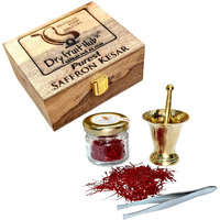 Dry Fruit Hub Saffron Original Mongra Kesar 2gm Saffran Kashmir Zaffran | Keshar | kumkumapoovu pregnant women | Pooja | Tilak | Biryani | Kasor | WHO-GMP ISO Certified With Antique Wooden box with Okhalee ( mortar and pestle )