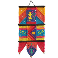 VARUNAVI Handloom Cotton Warli wall Hanging Home Decor Tapestry 22 X 11(Multi Colour)