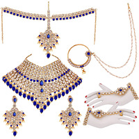 Lucky Jewellery Wedding Designer Blue Color Gold Plated Dulhan Choker Bridal Set for Girls & Women (2475-L1ZS-KD124-B)