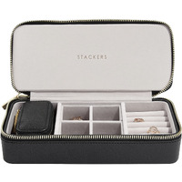 Stackers Black Large & Petite Travel Jewellery Box with Champagne Gold Fittings