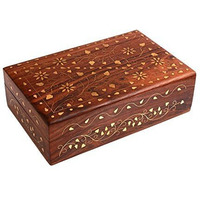 ITOS365 Handmade Wooden Jewellery Box for Women Jewel Organizer Flower Dcor, 7 x 5 inches