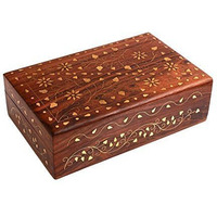 ITOS365 Handmade Wooden Jewellery Box for Women Jewel Organizer Flower Dcor, 8 x 5 Inches