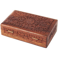 ITOS365 Handmade Wooden Jewellery Box for Women Jewel Organizer Hand Carved with Intricate Carvings Gift Items - 8 inches