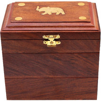 ITOS365 Handmade Wooden Jewellery Box for Women Jewel Organizer Elephant Charm Gift Items