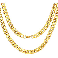 24inch : Adecco LLC Ultra Luxury Look & Feel Real Solid 14k Gold plated Curb Chain Necklace 6mm (24inch)