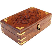 ITOS365 Handmade Wooden Jewellery Box for Women Jewel Organizer Hand Carved Carvings Gift Items, 8 x 5 Inches