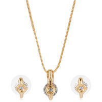 Estele 24KT Gold Plated Spherical Austrian Crystal Necklace Set For Women, One Size (5947 NKER)