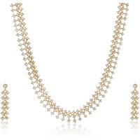 Estele 24 Kt Gold Plated Close set CZ Necklace Set for Women