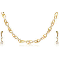 Estele 24 Kt Gold Plated Infinity Loops with Austrian Crystal Necklace Set for Women