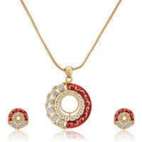 Estele 24 Kt Gold Plated Trendy and Fancy Fashion Jewellery Design Necklace Set for Women