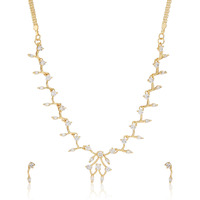 Estele 24 Kt Gold Plated American Diamond Necklace Set for Women