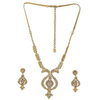 Estele 24 Kt Gold Plated Necklace set with Austrian Crystals for Women