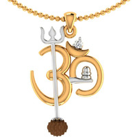 VOYLLA OM Design Rudraksha Studded Pendant With Chain For Men