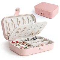 Kalitus Leather Mini Jewelry Travel Case Small Travel Jewelry Organizer Portable Jewelry Box Travel Mini Storage Organizer Portable Display Storage Box For Rings Earrings Necklaces Gifts, Multicolor