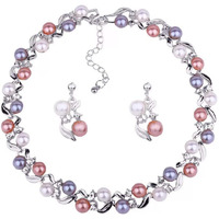 Shining Diva Latest Pearl Design Necklace Set for Women Jewellery Set for Women (Design02-silver) (12055s)