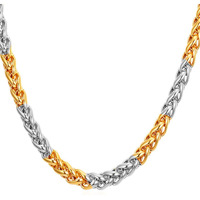 Nakabh Stainless Steel Elegant Statement Necklace Chain for Boys and Men (Golden Silver)