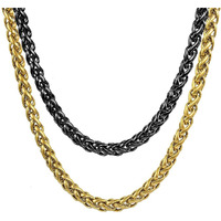 Nakabh Stainless Steel Elegant Statement Necklace Chain for Boys and Men (Combo Black Gold)