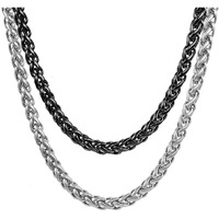 Nakabh Stainless Steel Elegant Statement Necklace Chain for Boys and Men (Combo Black Silver)