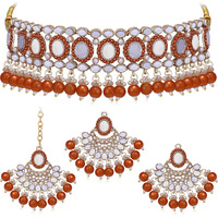 Sukkhi Classy Choker Necklace Earring Jewellery Set with Maangtikka Jewellery Set for Women